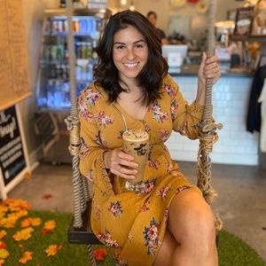 Mustard long-sleeved dress